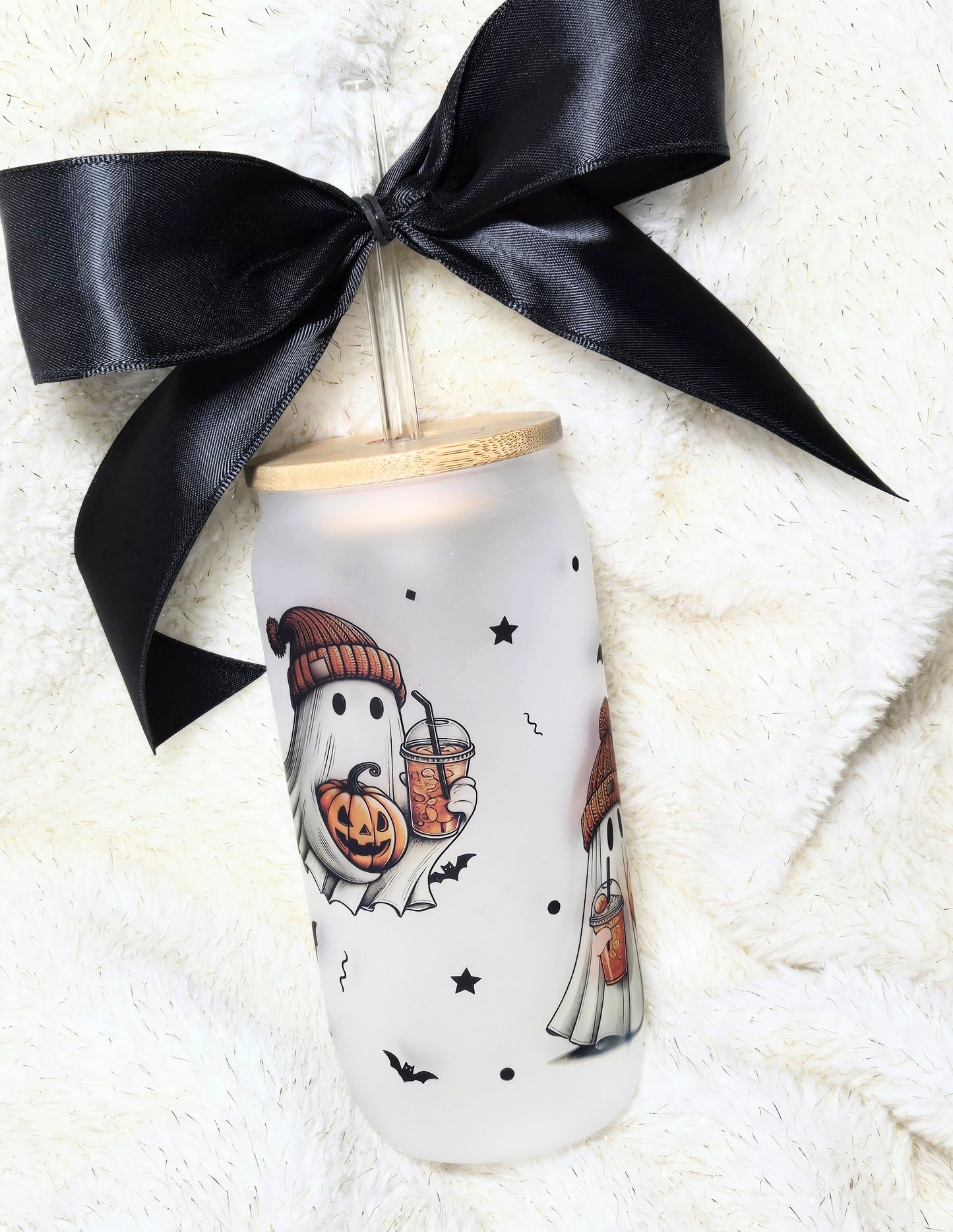 Cozy Coffee Boo Glass Cup