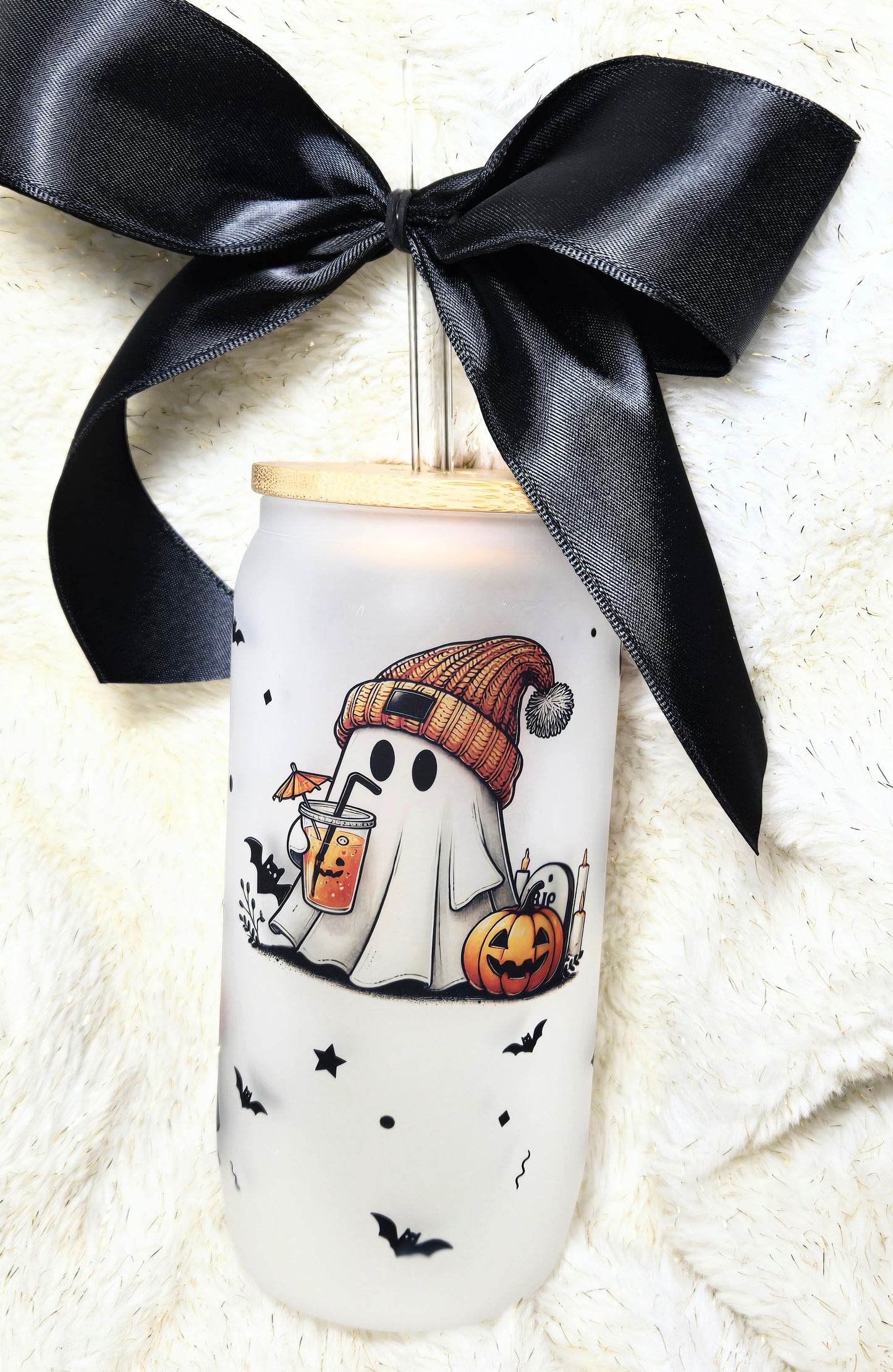 Cozy Coffee Boo Glass Cup