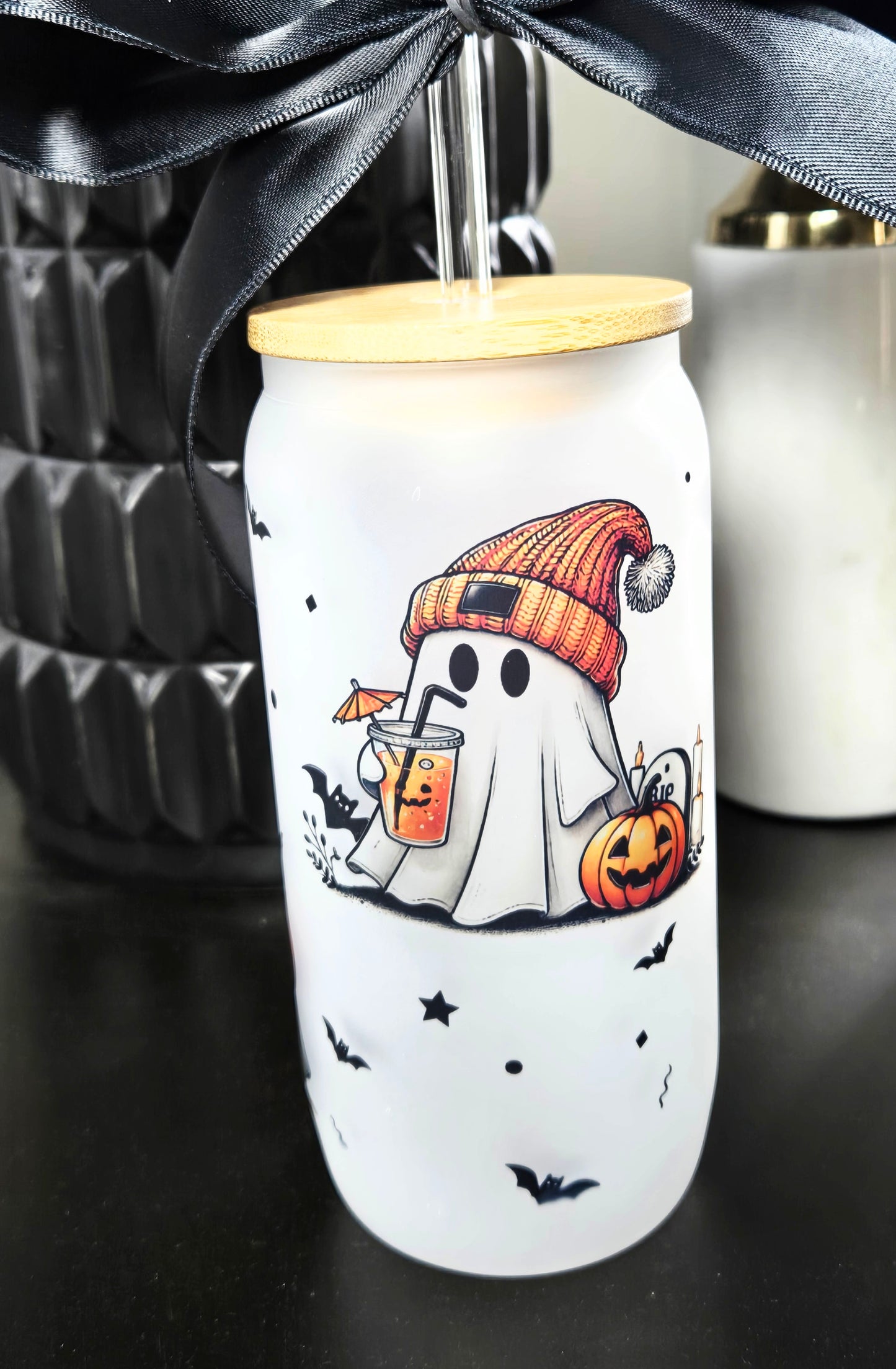 Cozy Coffee Boo Glass Cup