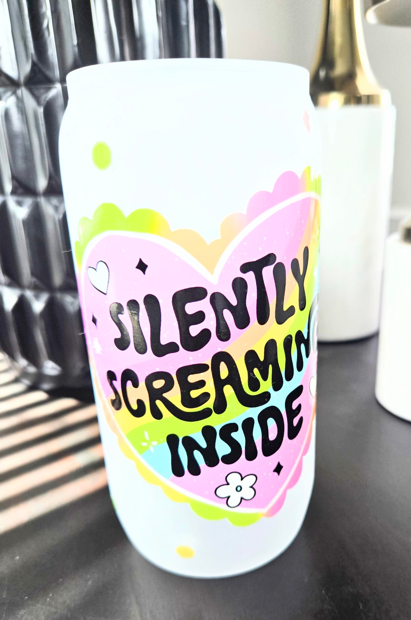 Silently Screaming Inside Glass Cup