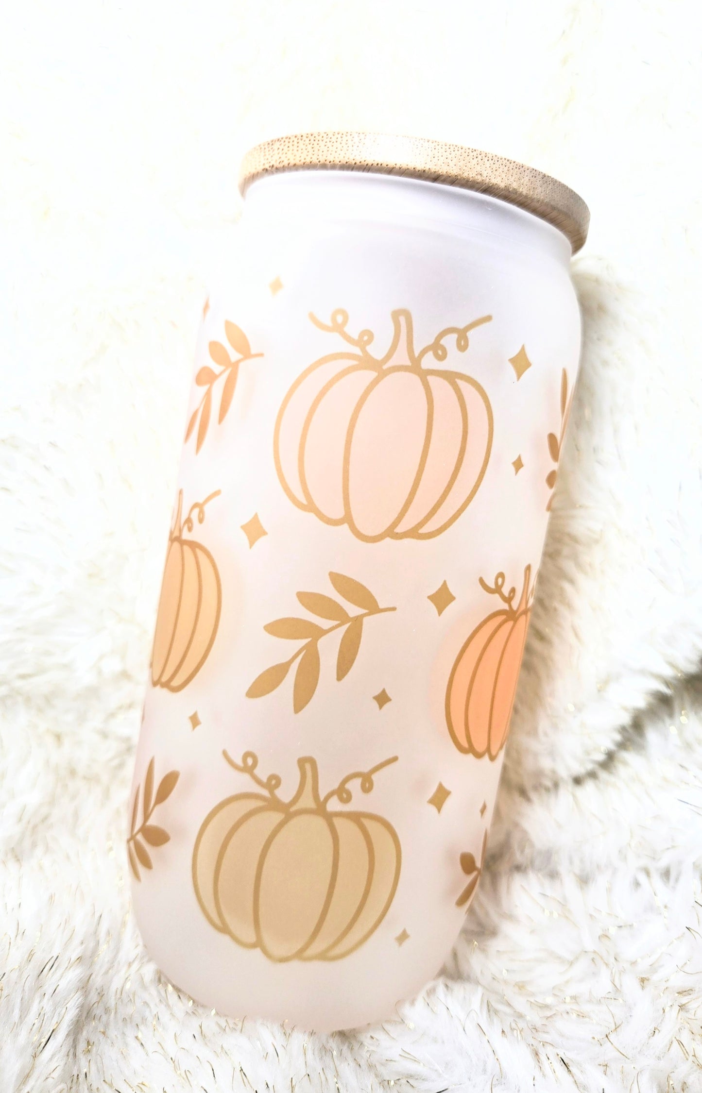 Pastel Pumpkins Glass Cup