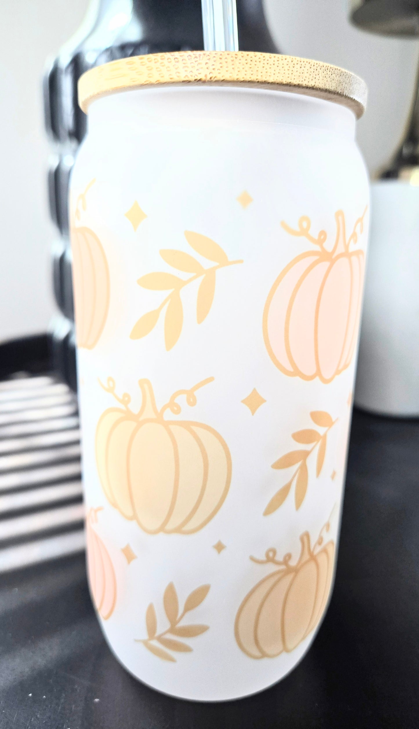 Pastel Pumpkins Glass Cup