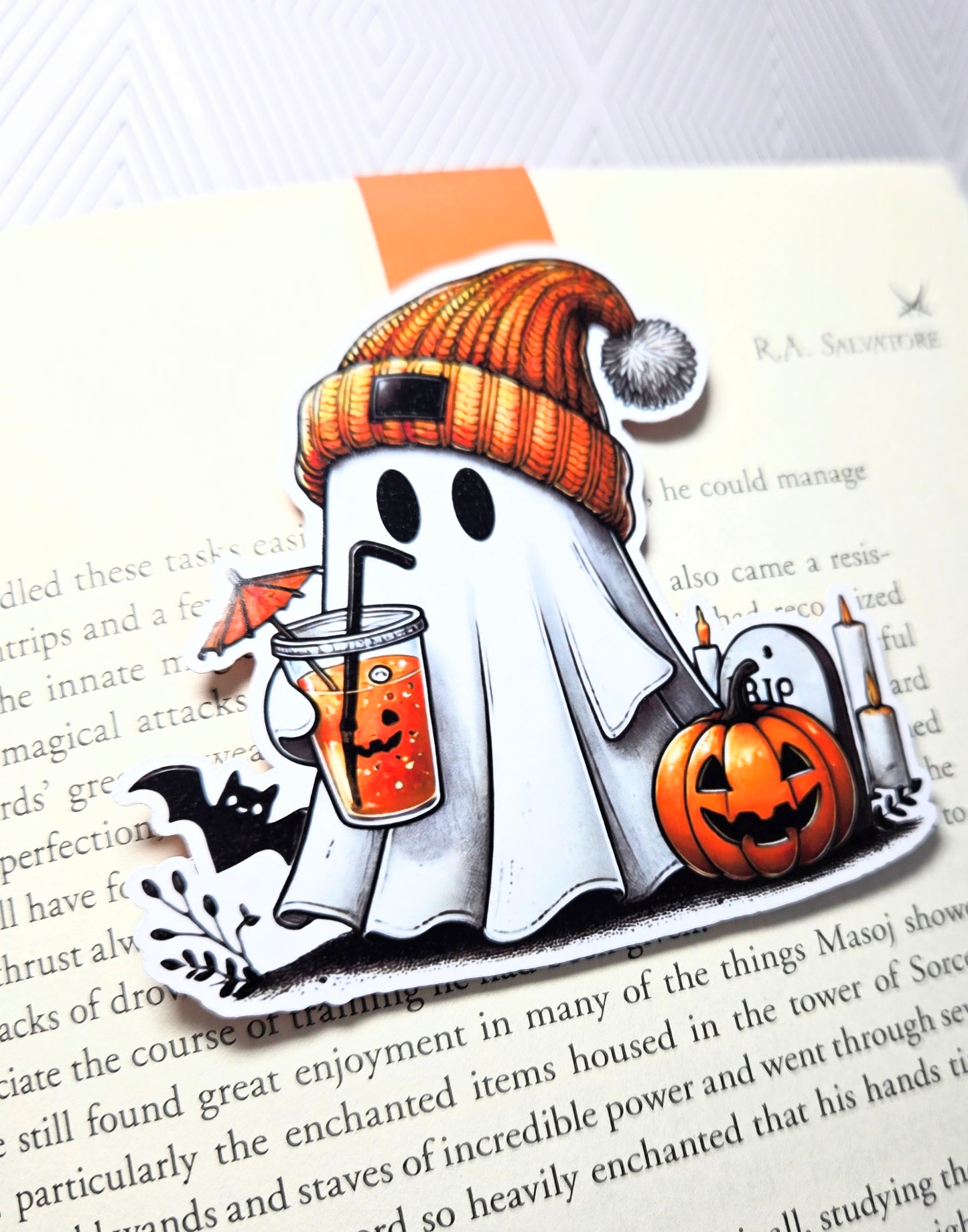 Cozy Coffee Boo Magnetic Bookmark