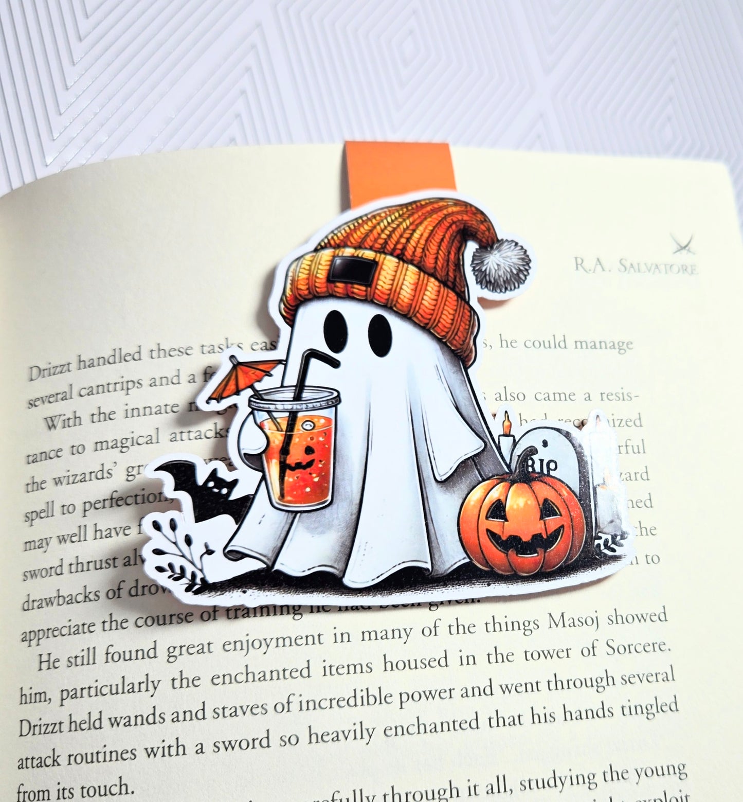 Cozy Coffee Boo Magnetic Bookmark