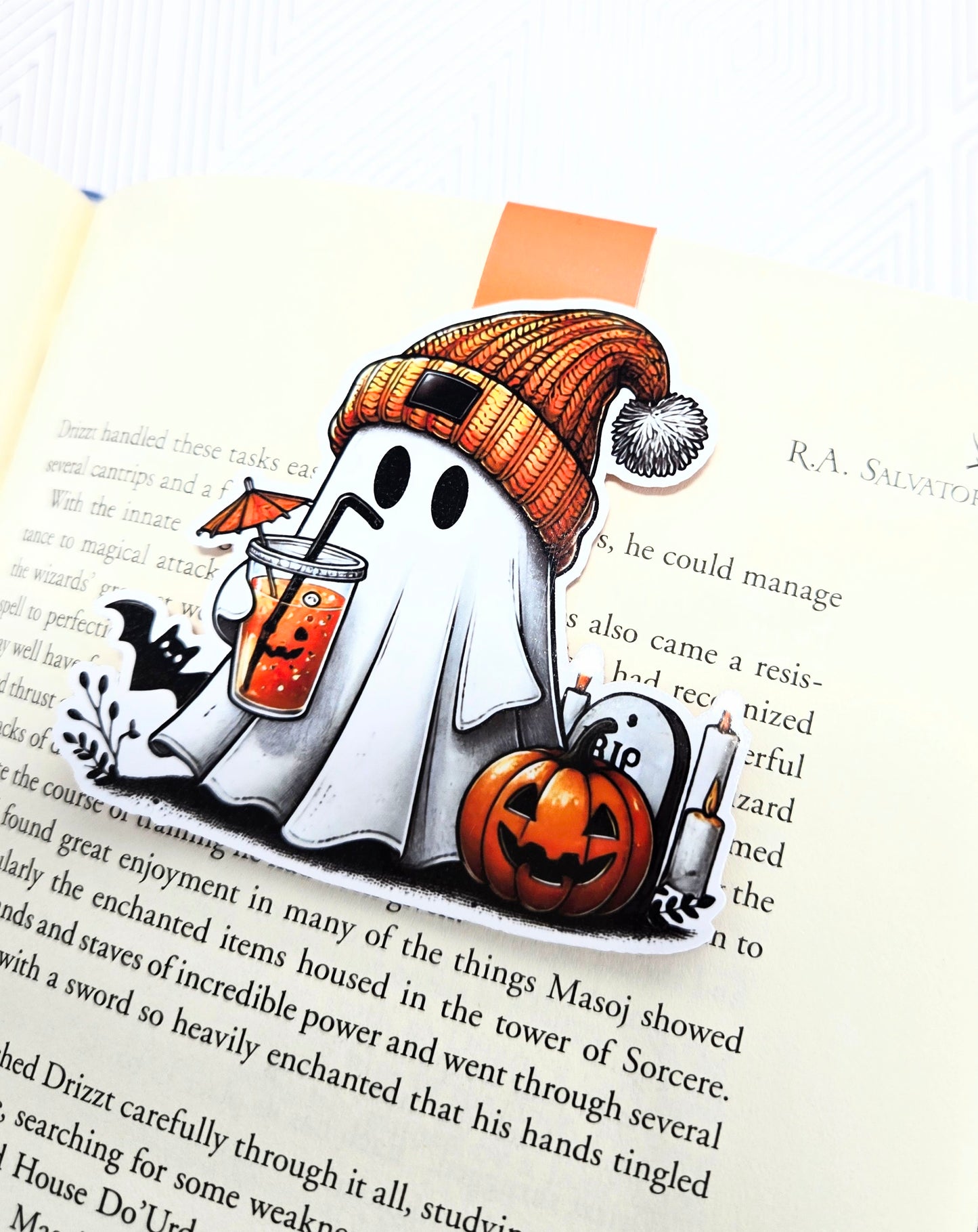 Cozy Coffee Boo Magnetic Bookmark