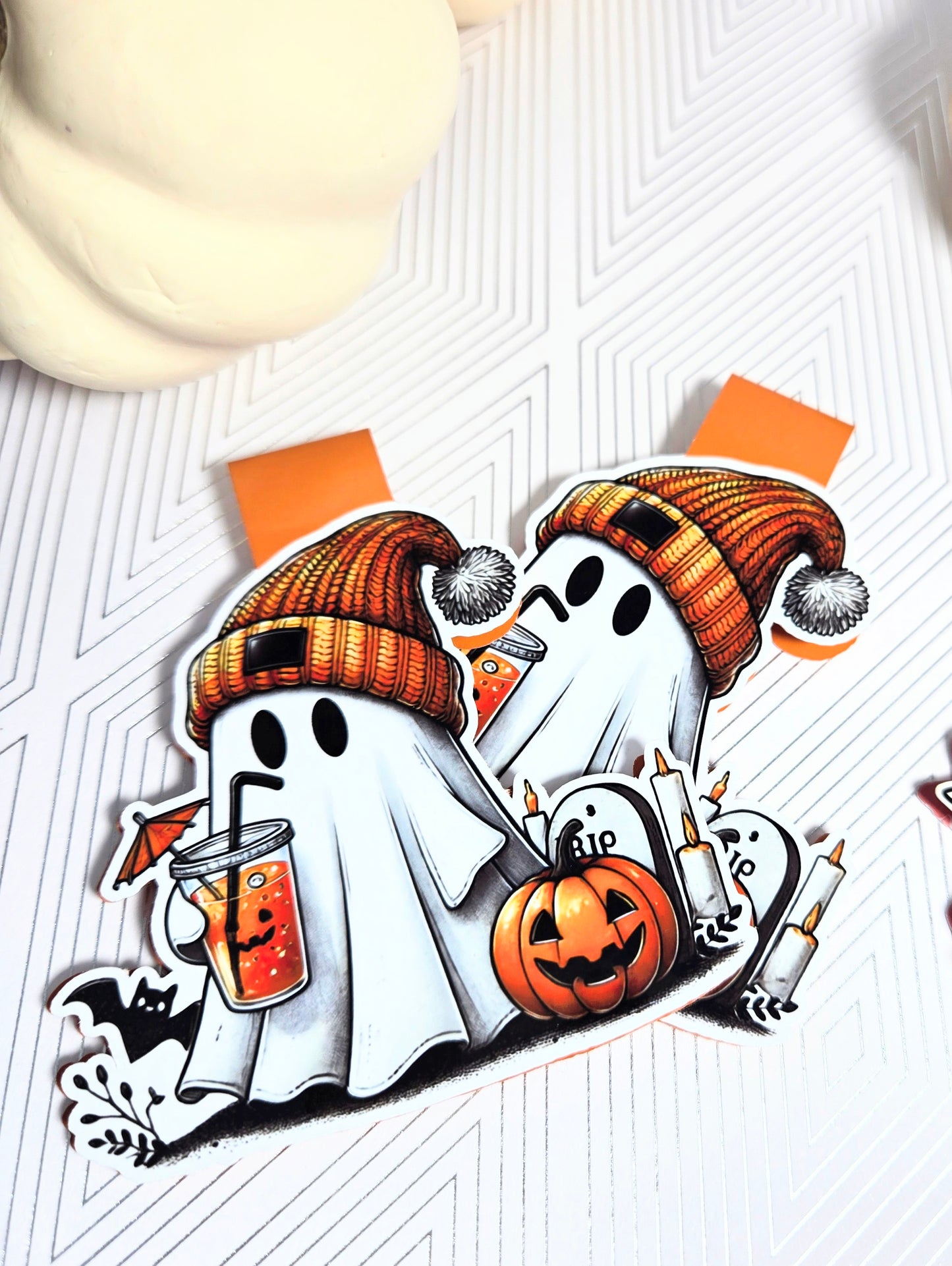 Cozy Coffee Boo Magnetic Bookmark