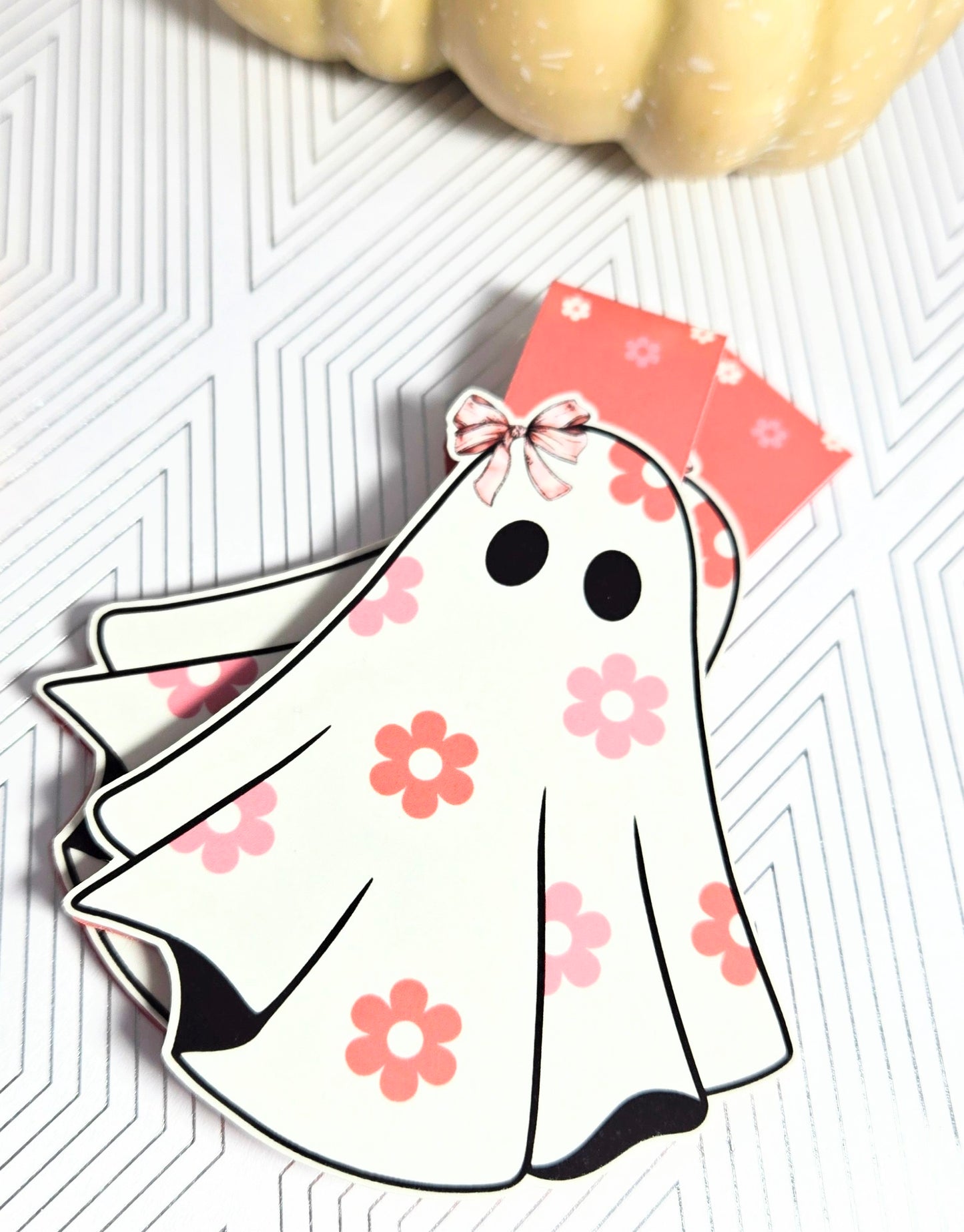 Coquette Pink Bows Ghost Magnetic Bookmark