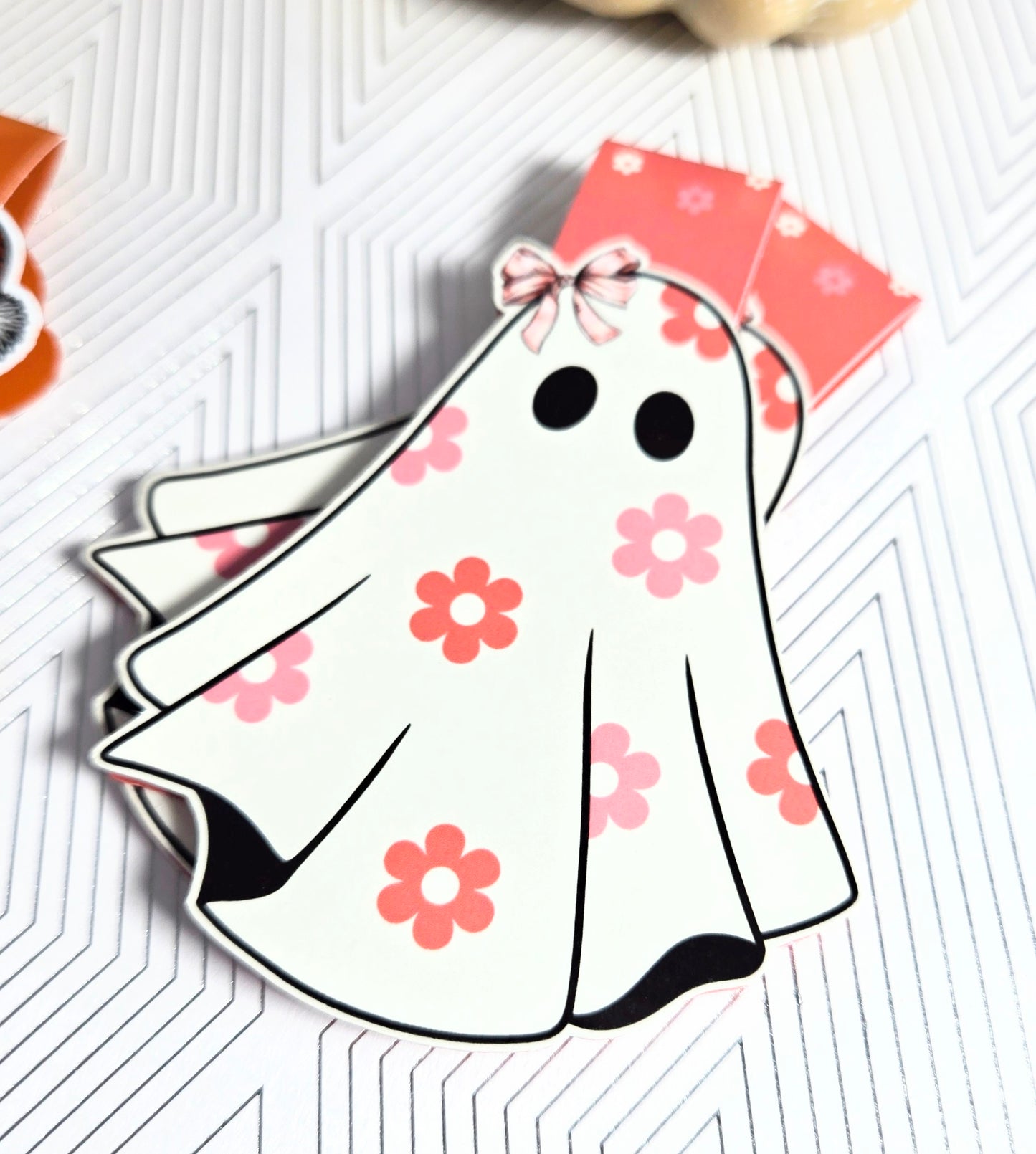 Coquette Pink Bows Ghost Magnetic Bookmark