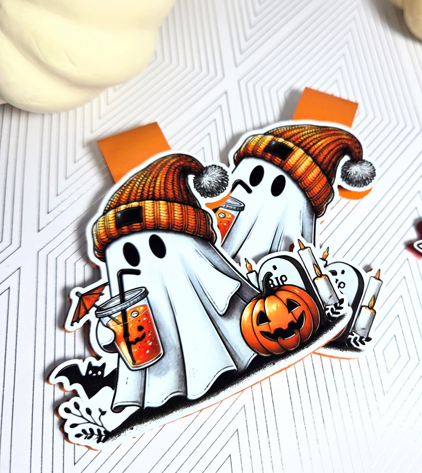 Cozy Coffee Boo Magnetic Bookmark