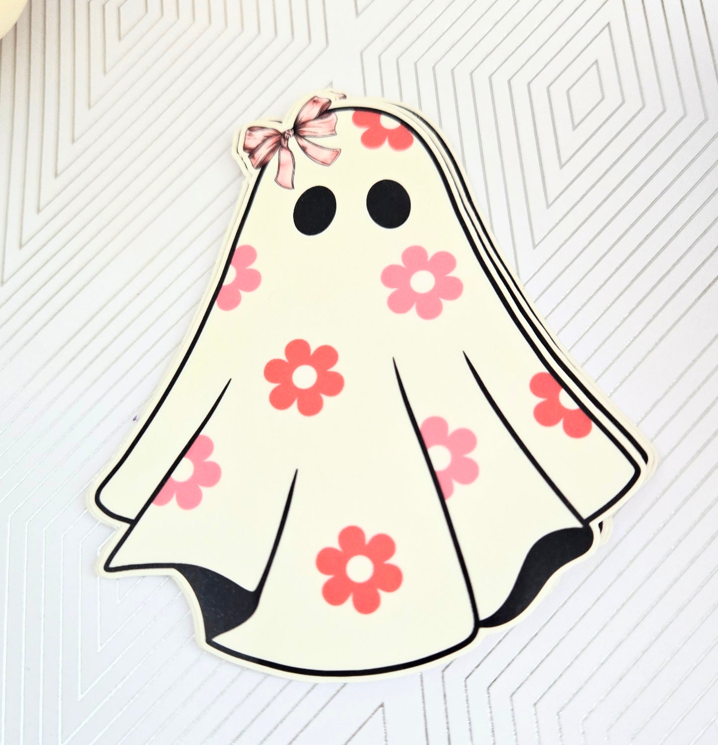 Coquette Pink Bows Ghost Sticker
