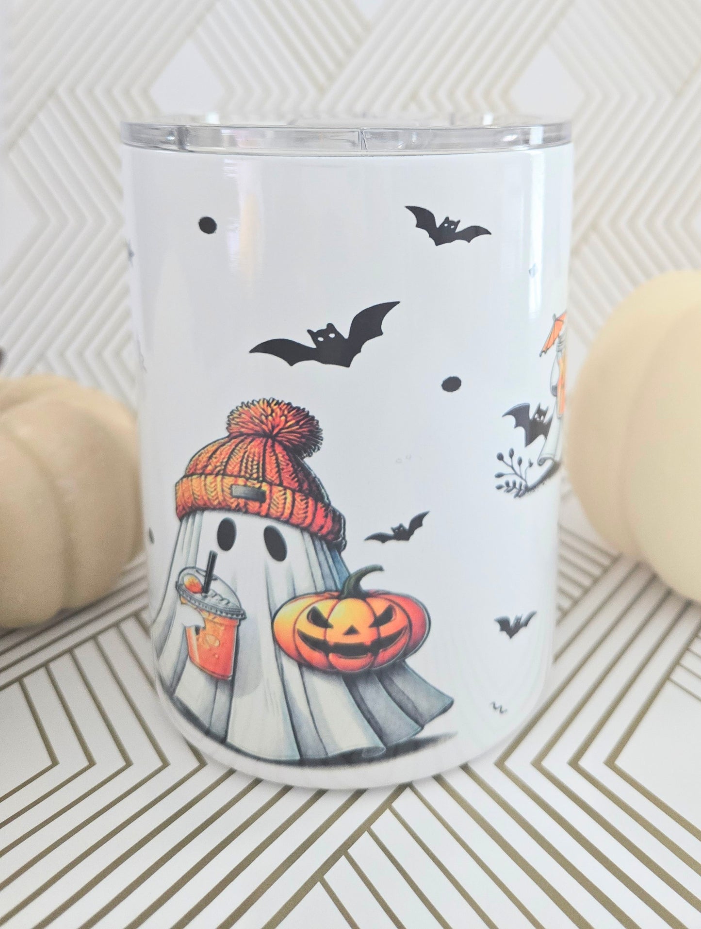 Cozy Coffee Boo Short Tumbler