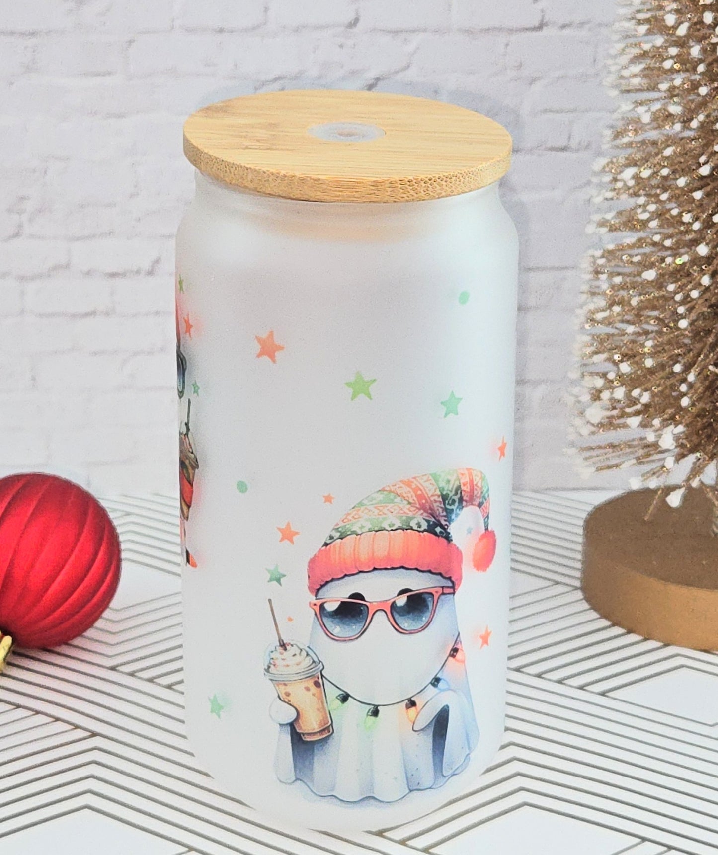 Cozy Christmas Boo Glass Cup