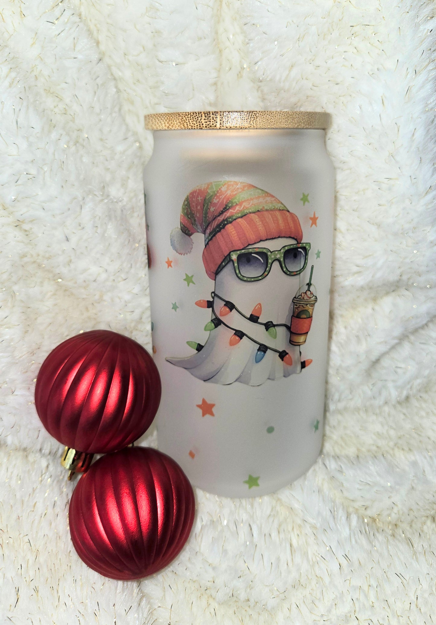 Cozy Christmas Boo Glass Cup