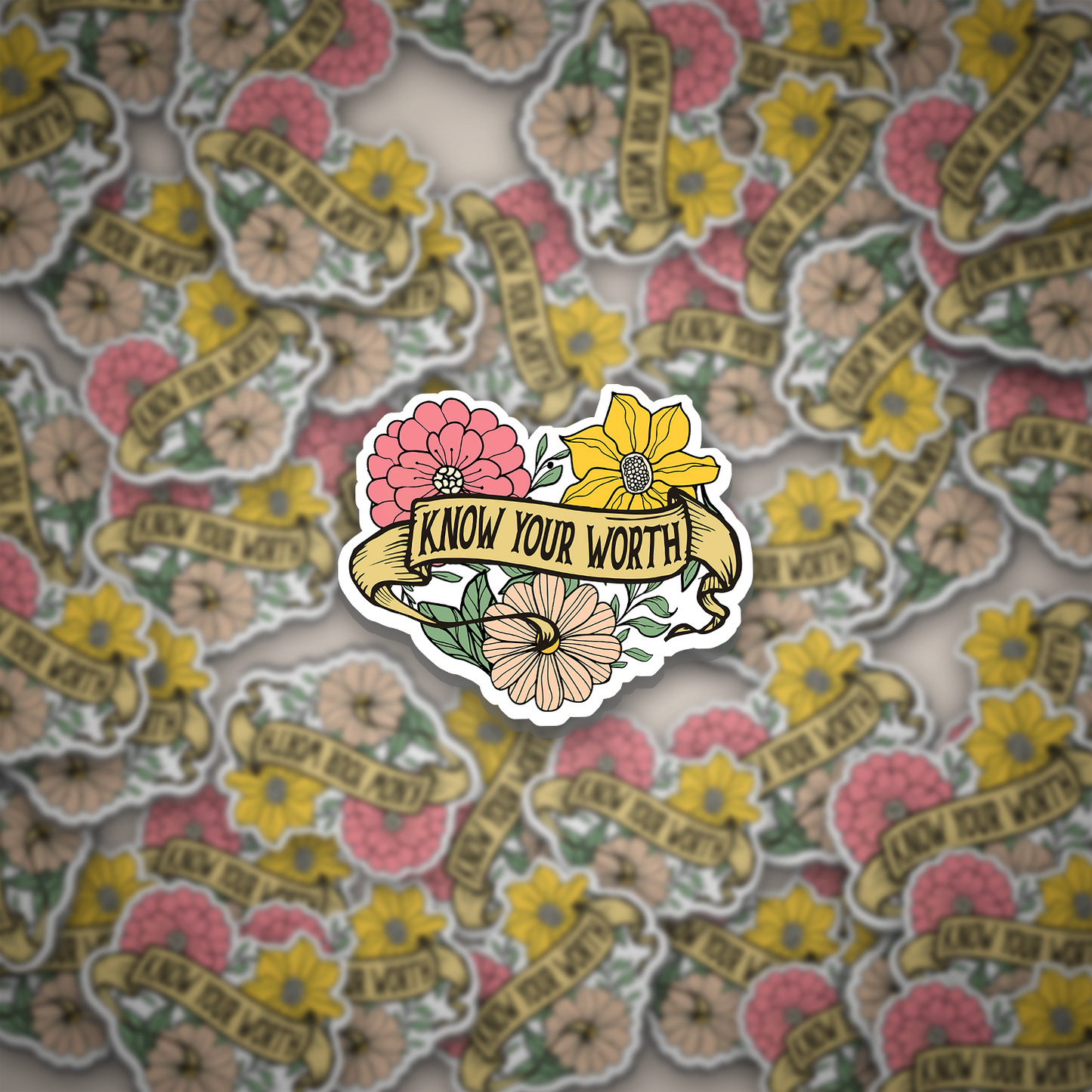 Know Your Worth Flowers Sticker