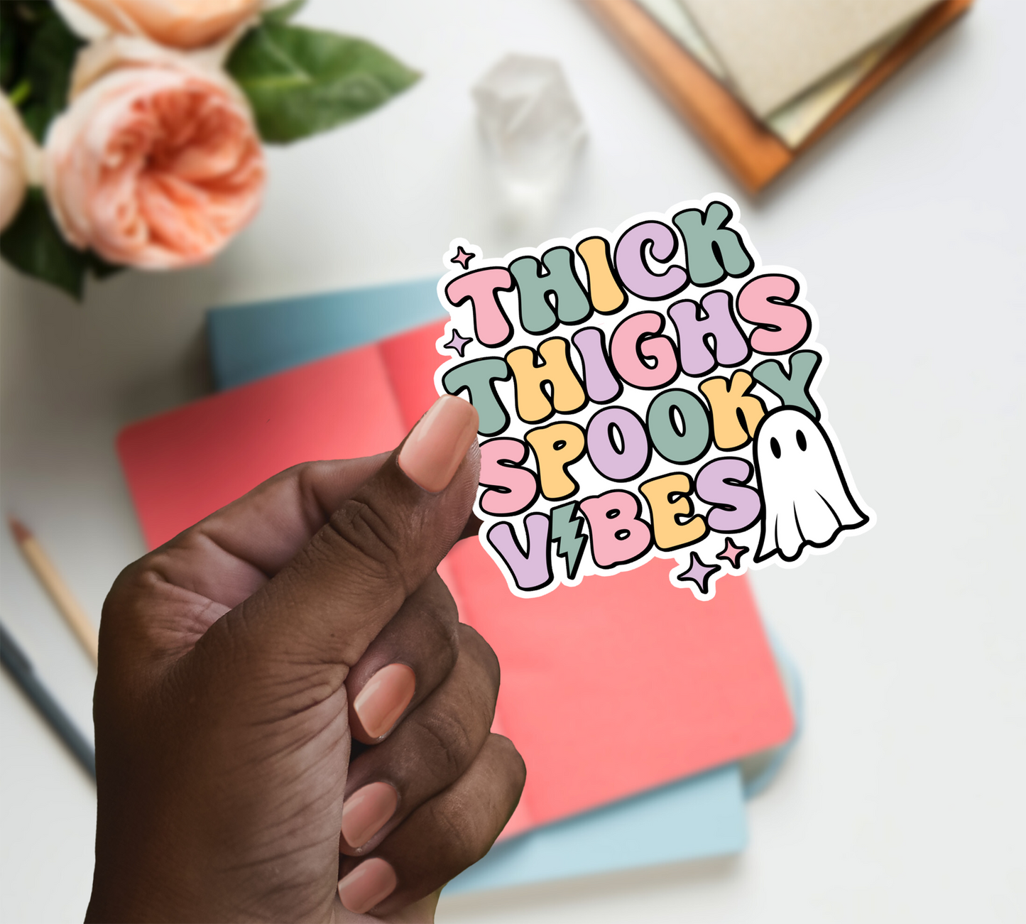Thick Thighs Spooky Vibes Sticker