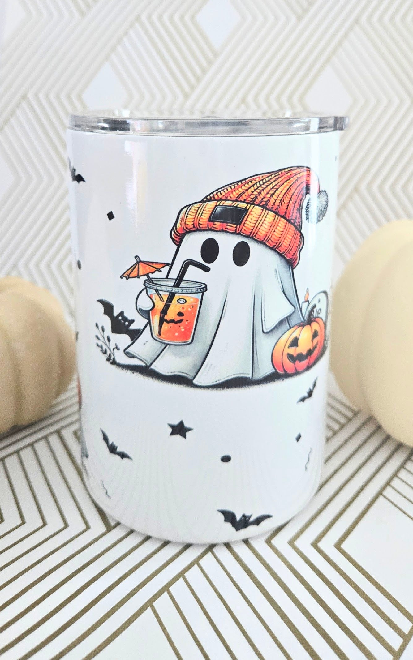 Cozy Coffee Boo Short Tumbler