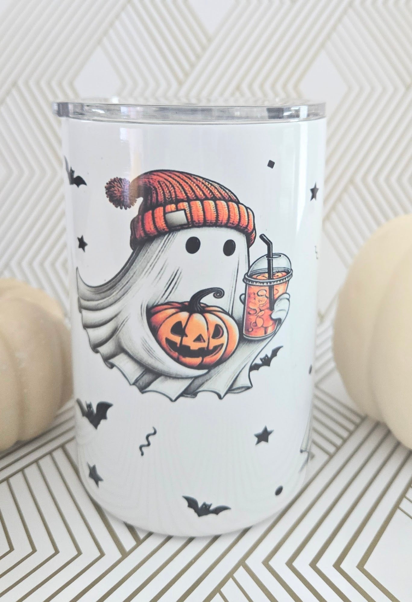 Cozy Coffee Boo Short Tumbler