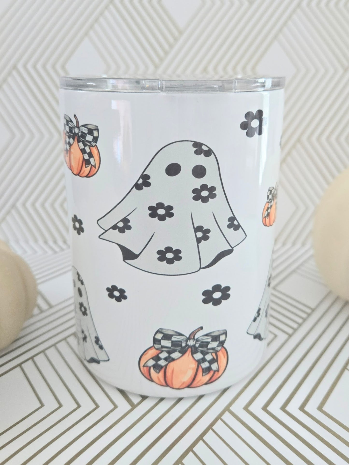 Coquette Pumpkin Bows Ghost Short Tumbler