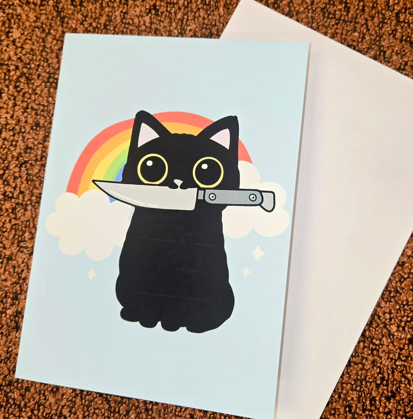 Cat With Knife Greeting Card