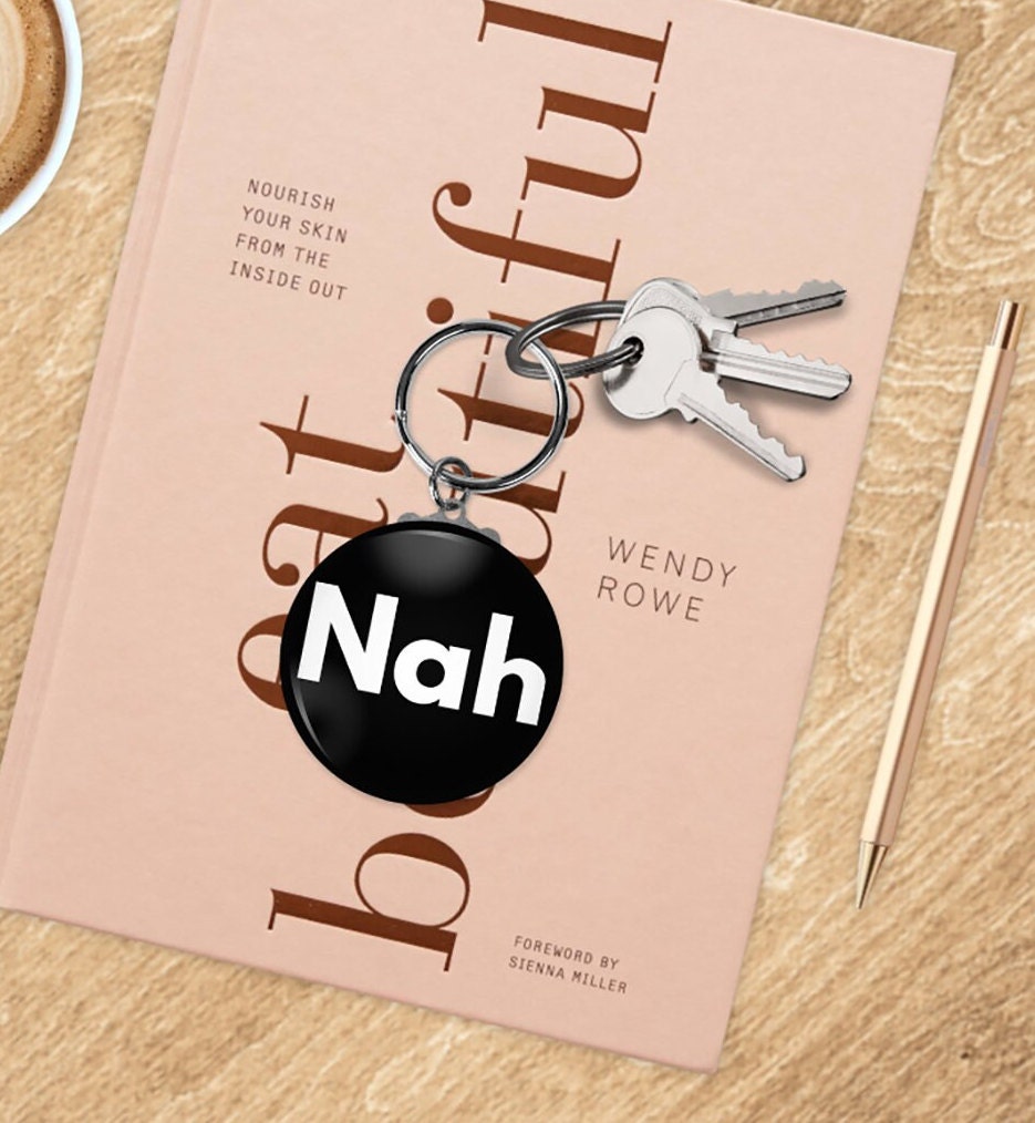 Nah Button Key Chain