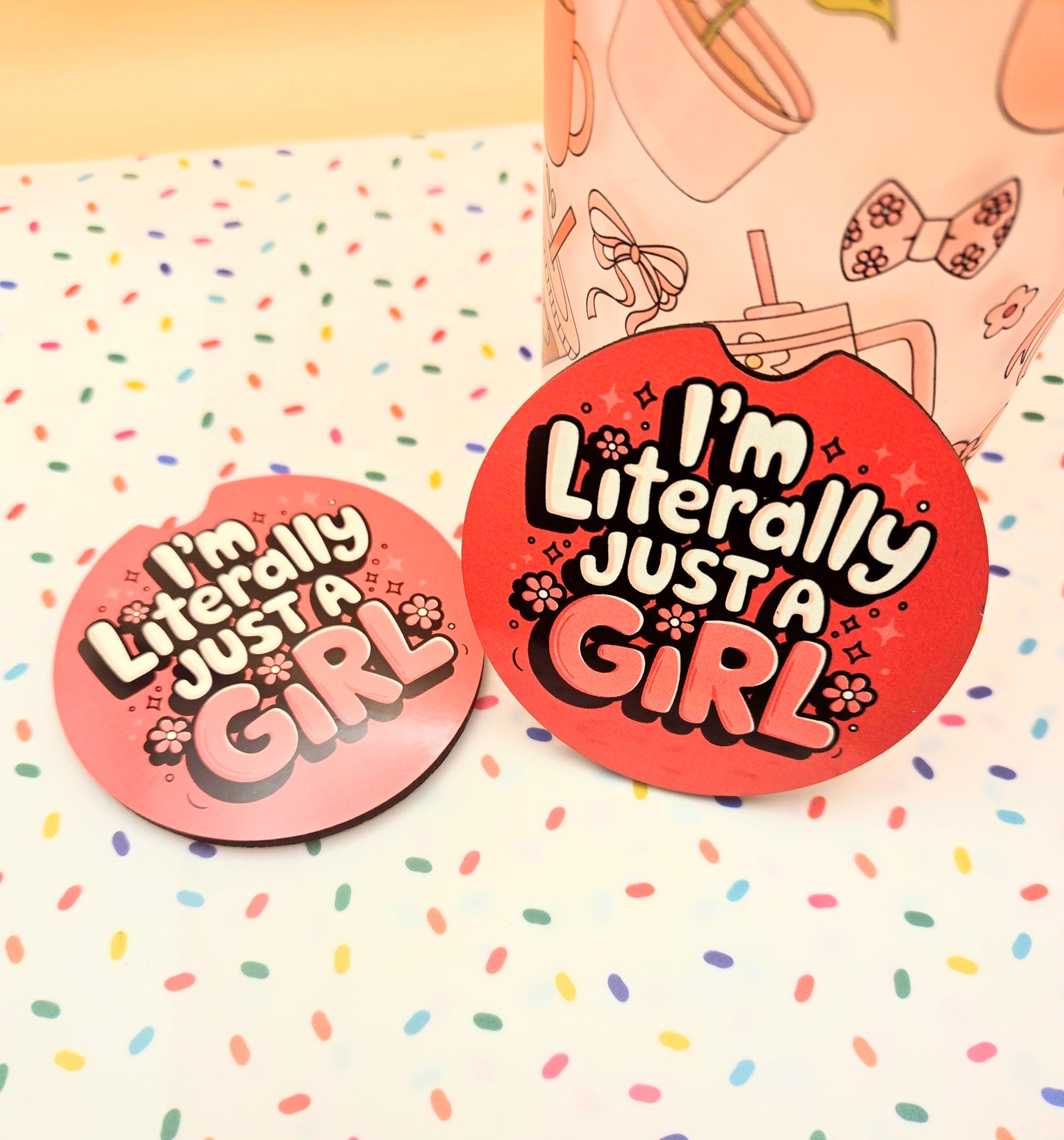 Literally Just A Girl Car Coasters