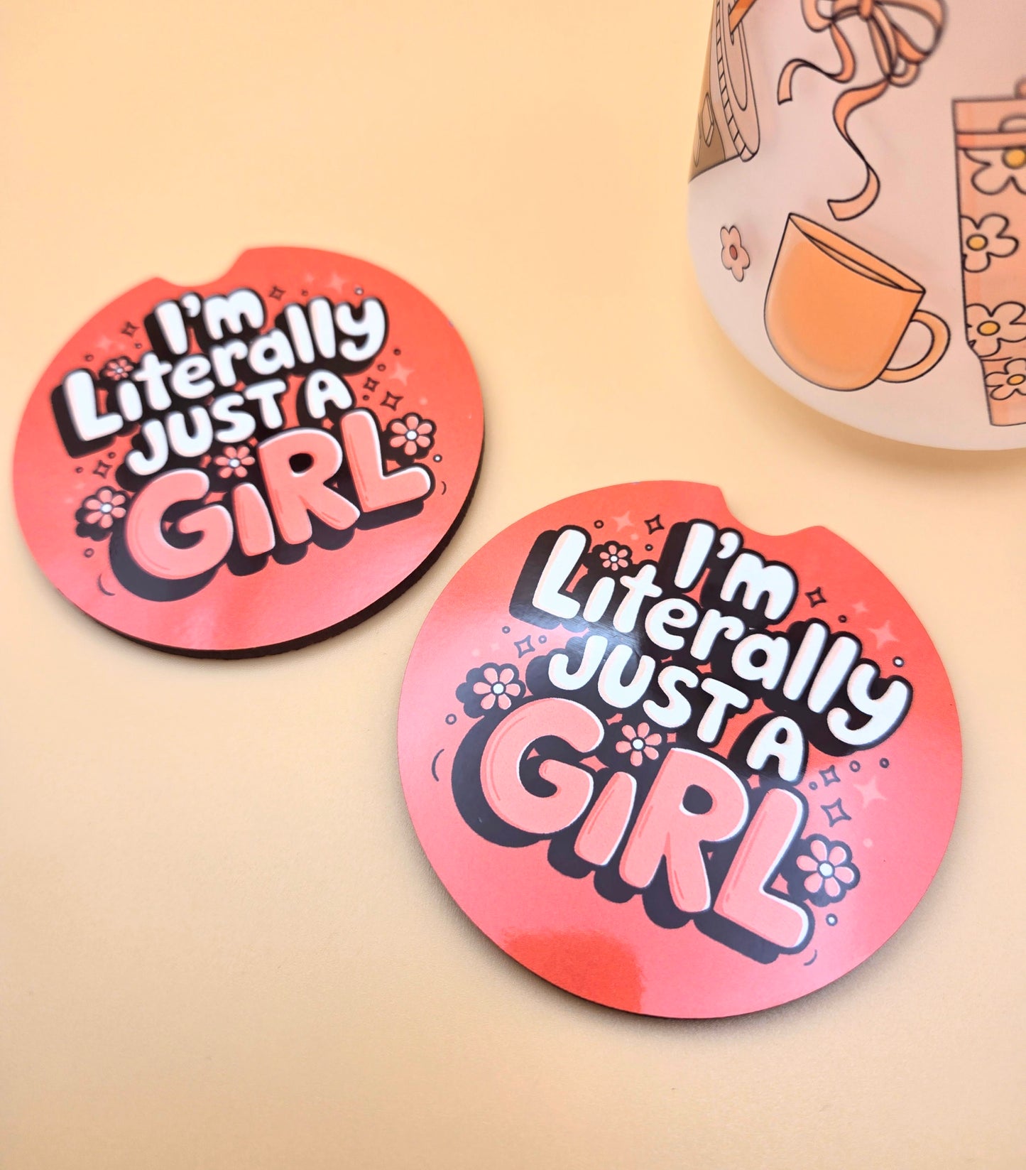 Literally Just A Girl Car Coasters