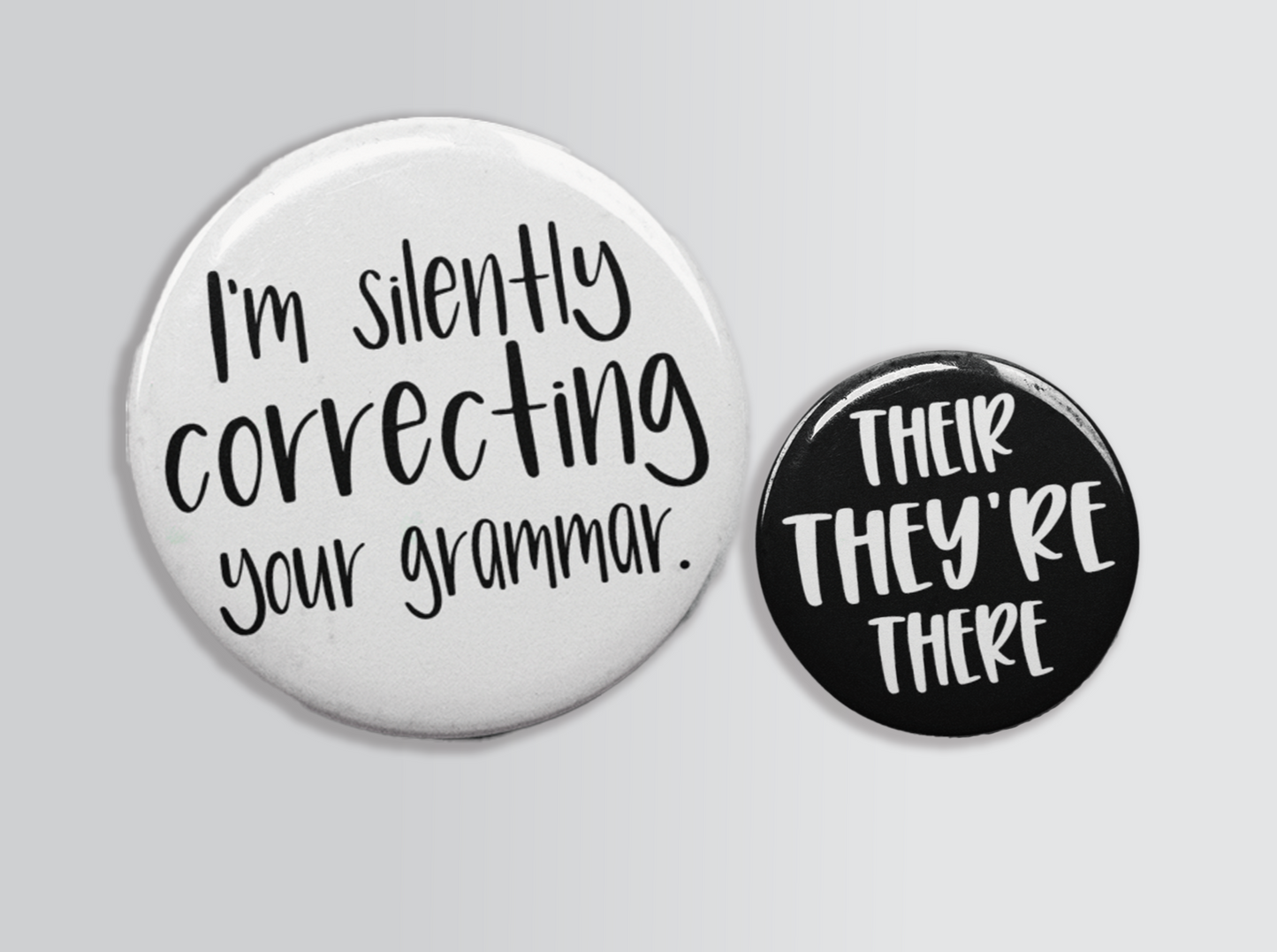 Silently Correcting Your Grammar Pinback Button Set