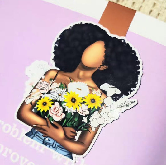 Flowered Girl Magnetic Bookmark