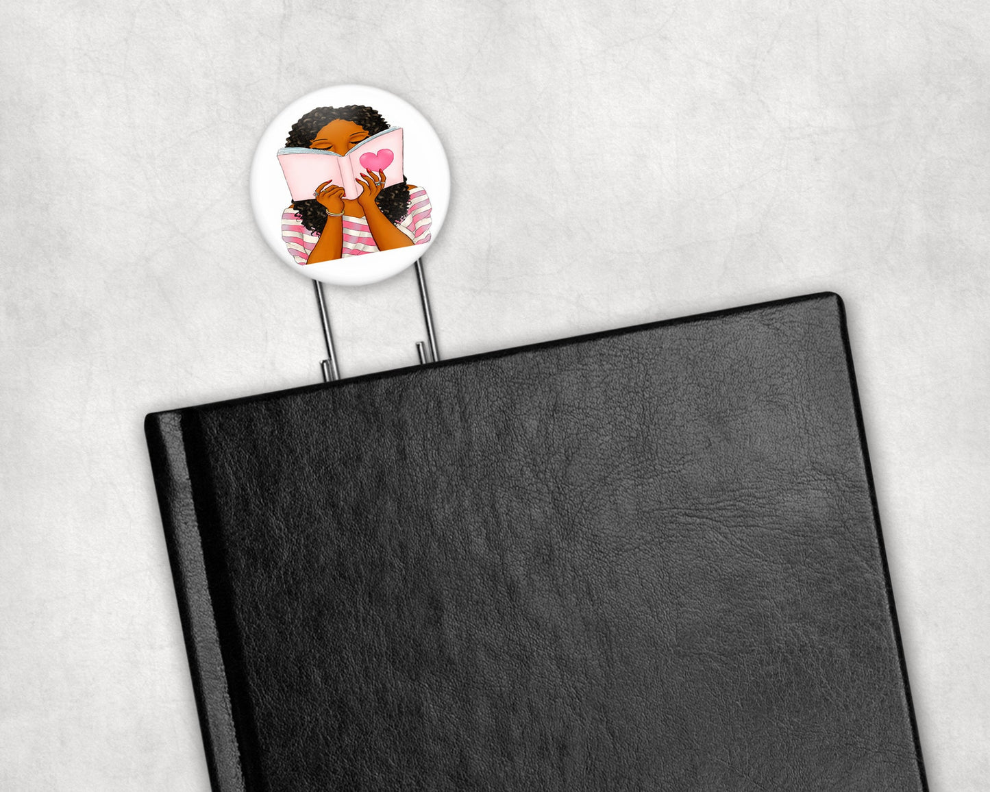 Reading Girl Button Bookmark