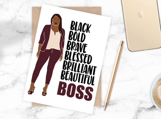 Black. Brilliant. Blessed. BOSS Greeting Card WS