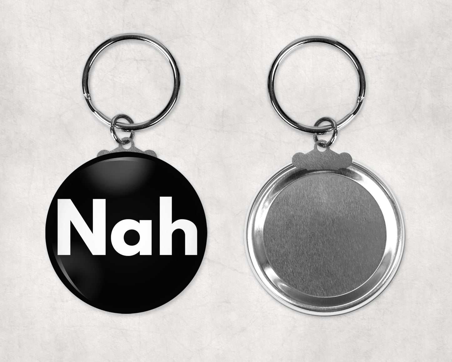 Nah Button Key Chain